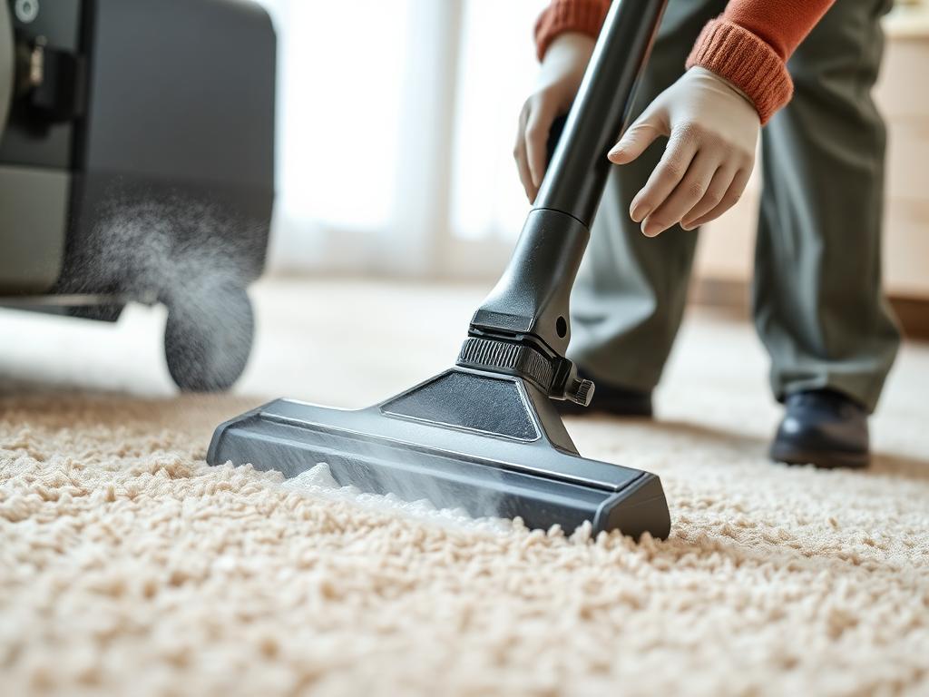 Professional carpet cleaning machine in action